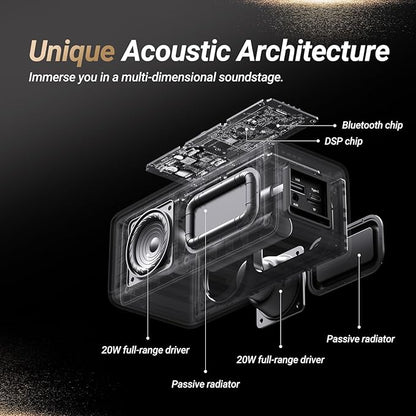 BOGASING Bluetooth Speakers, M5 Portable Wireless Speaker with 40W Loud Stereo Sound & Punchy Bass, 30H Playtime, IPX7 Waterproof, Bluetooth 5.3, EQ, TWS, TF-Card, AUX, USB, for Outdoor Home (Black)