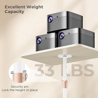 Portable Laptop Floor Stand, Bedside/Sofa Table with Height Adjustable 18''~48'', Sleek Wooden Lectern Standing Desk Mobile Podium for Home, Office, School, White