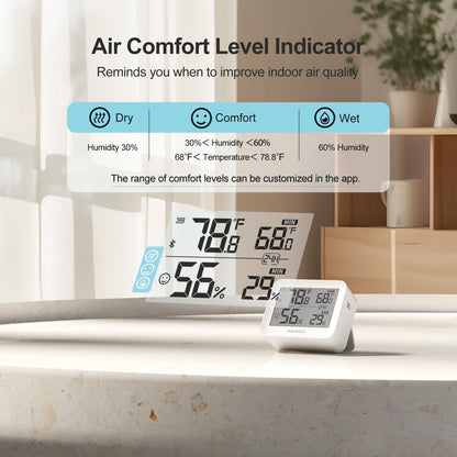 Temperature Hygrometer Monitor, Hygrometer Thermometer, Remote APP Control Greenhouse Accessories Room Temperature Monitor, Room Thermometer for Baby Nursery, 1 Years Data Storage Export, LCD