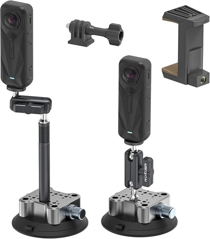 4.5" Suction Cup Camera Mount with 4.72" Extension Rod, Universal Car Mount for Cameras, Phones, Cameras with 3.84" Magic Arm