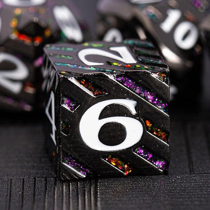 Maywin Inlay Metal Dice Set 7pcs – Heavy Zinc Alloy DND & RPG Dice for Tabletop Games