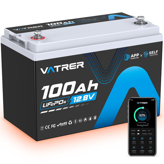 12V 300AH LiFePO4 Lithium Battery with Self-Heating&APP Monitoring, Built-in 200A BMS, Support Low Temp Charging(-4°F),5000+ Cycles, Max 2560W Power, Perfect for RV/Camper, Off-Grid Applications, etc.