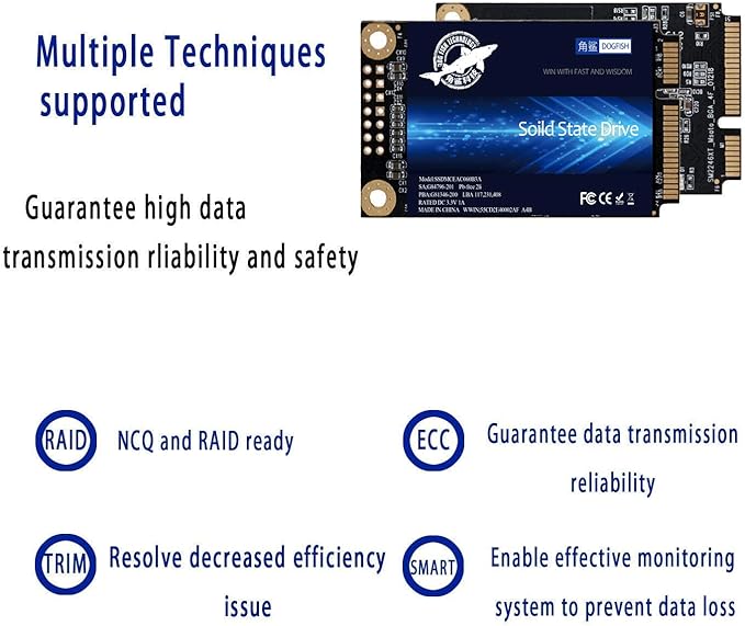 SSD mSATA 1TB Dogfish Internal Solid State Drive High Performance Hard Drive for Desktop Laptop SATA III 6Gb/s Includes SSD 16GB 32GB 60GB 64GB 120GB 128GB 240GB 250GB 480GB 500GB 1T (1TB MSATA)