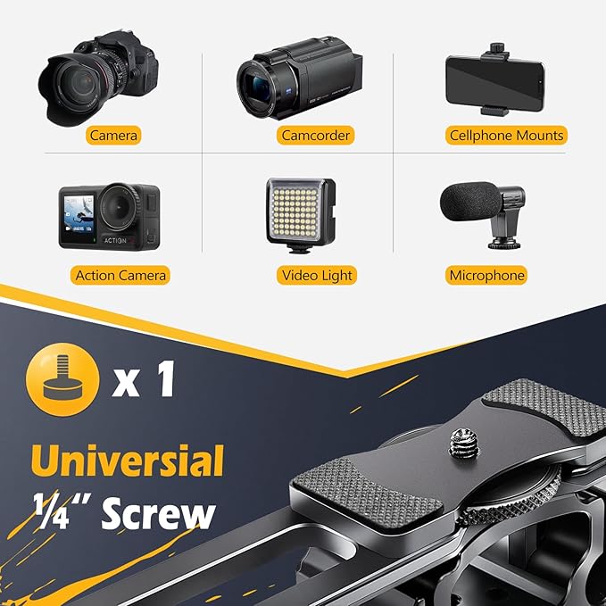 Zeadio Camera Video Rig Cage, Aluminum Filmmaking Movie Making Kit with Top Handle & Arca Type Base and Two 15mm Rod Guide, Compatible with All DSLR Camera and Camcorder