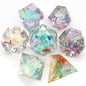 Haxtec Sharp Edge DND Dice Set, Iridescent Resin Polyhedral RPG Dice