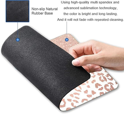 Mouse Pad, Animal Print Mouse Pad Custom Design, Square Waterproof Mouse Pad Non-Slip Rubber Base MousePads for Office Laptop, 9.5"x7.9"x0.12" Inch(Pink Glitter Leopard)
