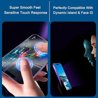 2 Pack Matte Privacy Screen Protector for iPhone 15 Pro Max, [Auto-Dust Removal and Auto-Alignment] Anti-Spy Anti-Glare Anti-Fingerprint Tempered Glass Film, Smooth & Sensitive Touch