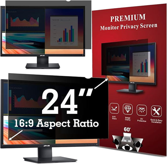 APeiSi 24 Inch Privacy Screen Filter for Widescreen 16:9 Monitor | Privacy Shield | Anti-Glare | Anti-Blue light Protector | Eye Protection | Computer Security Private Filter