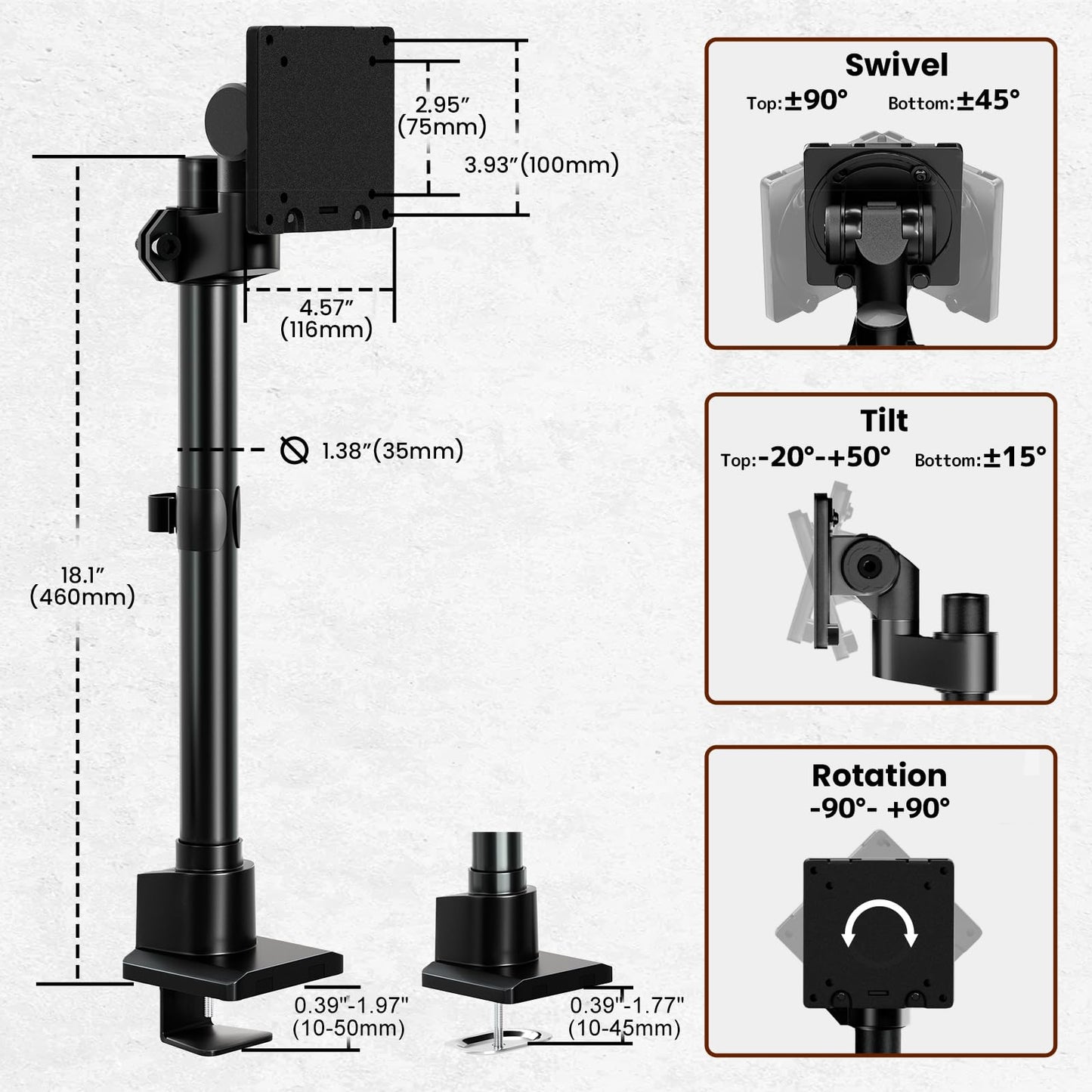 24-57'' Ultrawide Monitor Desk Mount, Aluminum Heavy Duty Monitor Arm