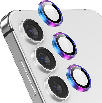 YWXTW Camera Lens Protector for Samsung Galaxy S24 / S23 / S23 Plus, [NOT for S24 Plus] 9H Tempered Glass Metal Individual Ring Camera Screen Protector for S24 Accessories (Multi-Colored)