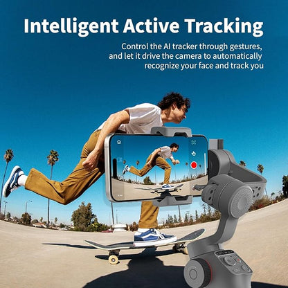 TOALLIN Gimbal Stabilizer for Smartphone, 3-Axis Phone Gimbal with AI Tracking, Gesture Control, Long Battery Life Stabilizer for iPhone & Android, Video Recording, Streaming, Travel Vlogging