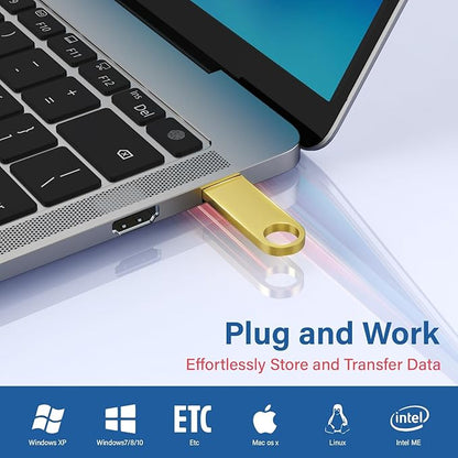 5 Pack 32GB USB Flash Drive with Keychains, Wooolken Sleek Metal USB 2.0 Thumb Drives Memory Stick for PC Laptop Computer