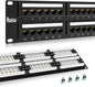 Patch Panel 48 Port Cat6【EC Listed】 2U Network Patch Panel Rackmount Punch Down19 inch RJ45 for 10 Gigabit Network,110 or Krone Impact Tools Compatible Without Cable Management(Cat6)