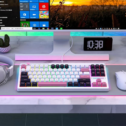 Redragon K729 80% Wired Gasket RGB Gaming Keyboard, 87 Keys TKL Mechanical Keyboard w/Knob Control, Mix-Color PBT Keycaps, Hot-Swap South-Facing Socket & 5-Layer Dampener, Custom Linear Switch