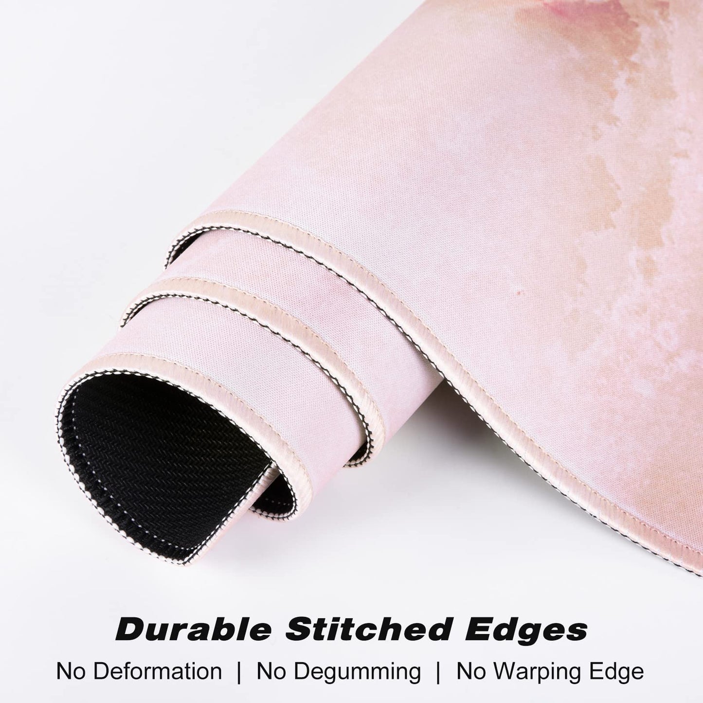 Atufsuat Extended Gaming Mouse Pad, XXL Large Mouse Mat 30 x 14 Inch, Big Computer Keyboard Mousepad, Waterproof Desk Pad with Stitched Edges and Non-Slip Base for Office Gaming, Light Pink Marble