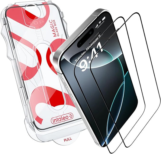 Intaleo Screen Protector for iPhone 16 Pro Max – MagicBox Tempered Glass Screen Protector iPhone 16 Pro Max (2 Pcs) Edge-to-Edge Protection with 2 Applicators, 9H Hardness, Oleophobic Coating
