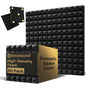 Focusound White Acoustic Panels 24 Pack 2"x12"x12" with 120 PCS Double-Side Adhesive - Sound Proof Pyramid Foam for Walls, Home Studio Noise Absorption & Echo Control Kit
