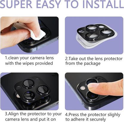 2 Pack Camera Lens Protector for iPhone 13 Pro/iPhone 13 Pro Max,[Not Easy to Breakn ] AR Tempered Glass Strong Adsorption Metal Camera Cover Screen-Far Peak Blue