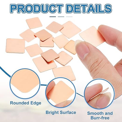 PATIKIL Copper Heatsink Pad Shims, 24 Pcs 15x15x0.1mm Copper Pad Shim IC Chipset GPU CPU Thermal Heatsink for Cooling Laptop Desktop Computer