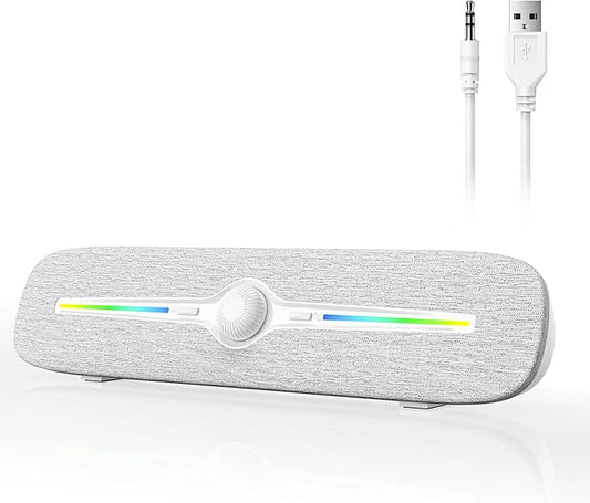 SOULION Computer Speakers, Wired 3.5mm Aux Bluetooth Soundbar for Desktop