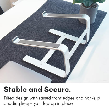 Macally Aluminum Laptop Stand for Desk - Works with All MacBook/Pro/Air & Laptops Between 10” to 17.3” - Sleek and Sturdy Laptop Riser - (ASTAND), Silver Aluminum