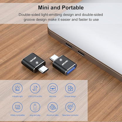 ENVEL USB to USB C Adapter, USB3 5Gbps High Speed Data Transfer, OTG Converter Thunderbolt3 to USB Female Compatible with Apple iWatch iPhone 15 Pro Max iPad Air 4 5 Mini 6 (Black C, USB C Male)