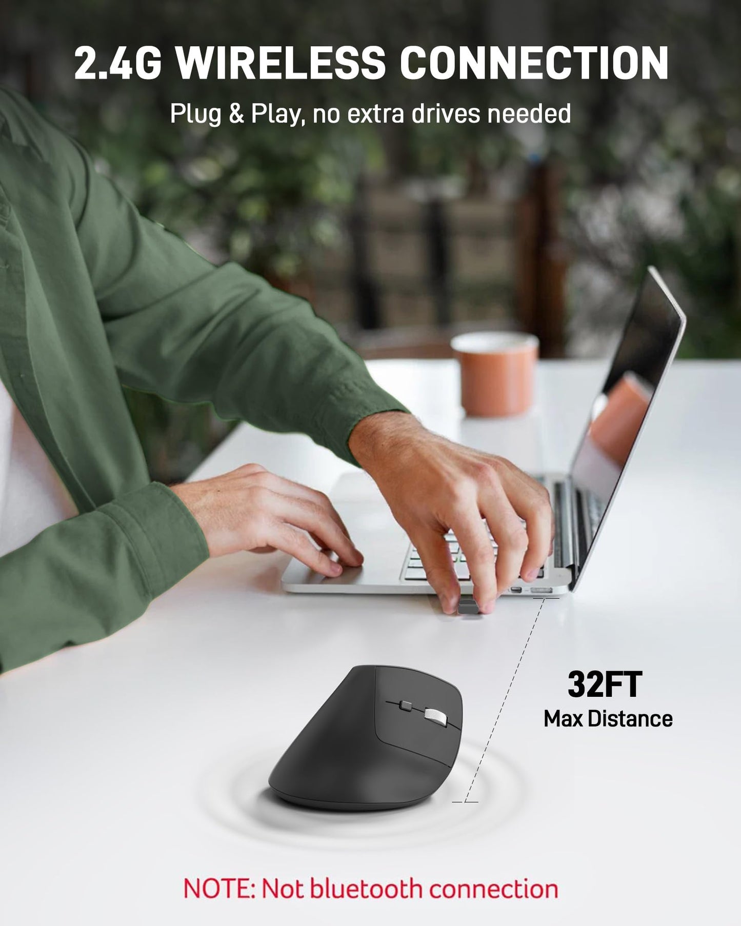 Acer Ergonomic Mouse Wireless, Adjustable DPI Vertical Mouse for Laptop