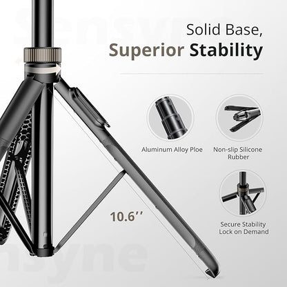 Sensyne 72" Extendable Tripod for iPhone & Selfie Stick with Detachable Phone Holder & Wireless Remote, Compatible with All Cell Phones, Black