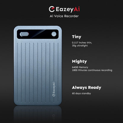 E EAZEYAI AI Voice Recorder, Unlimited Transcribe & Summarize
