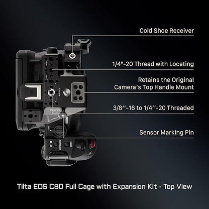 Tilta Camera Cage Compatible with Canon C80 Pro Kit - V Mount | Includes Tilta Universal 15mm LWS Baseplate, Wooden Handle, Battery Plate & More | NATO, Cold Shoe, 1/4"-20 & 3/8"-16 Threads