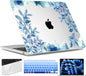 TWOLSKOO for MacBook Air 15 inch Case 2026 2025 2024 2023 Release M5 A3448 M4 A3241 M3 A3114 M2 A2941, Plastic Hard Shell & Screen Protector & Keyboard Cover & Trackpad Film, Blue Floral