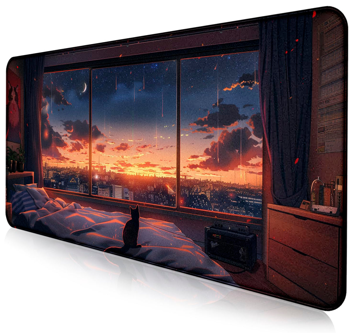Gray Forest Mouse Pad with Seam Edge Design, Non Slip Rubber Keyboard Pad