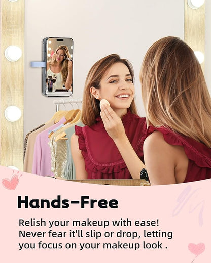 Magnetic Suction Phone Case Mount, Silicone Suction Cup Grip Stand for MagSafe Case, Hands-Free Phone Holder for iPhone 16/15/14 Pro Max, TikTok Videos, Selfies, Women Gift (Light Pink)911001A (Blue)