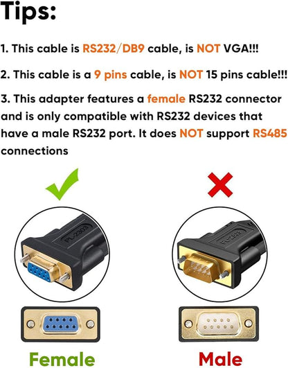 CableCreation [2-Pack] USB to RS232 Adapter with PL2303 Chip 6.6 FT, USB 2.0 to RS232 Female DB9 Serial Converter Cable for Cashier Register, Modem, Scanner, Digital Cameras, CNC, 2M Black