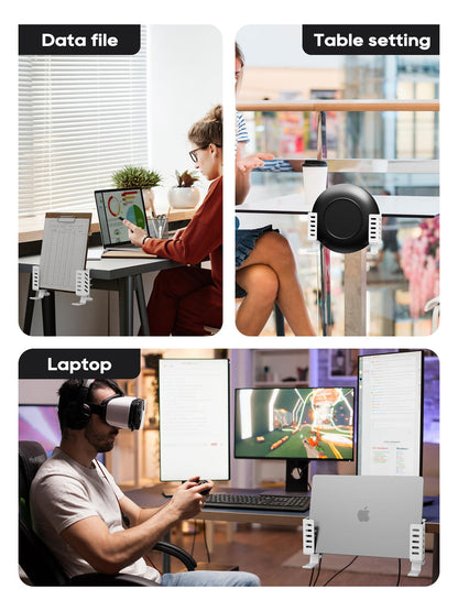 Desk Side Laptop Holder, Desk Side Storage, No Drill Side Desk Organizer, Side Desk Laptop Mount, Tablets Hanging Holder, Clamp on Desk Organizer for Laptops/Tablets/Keyboards/Headphone, White