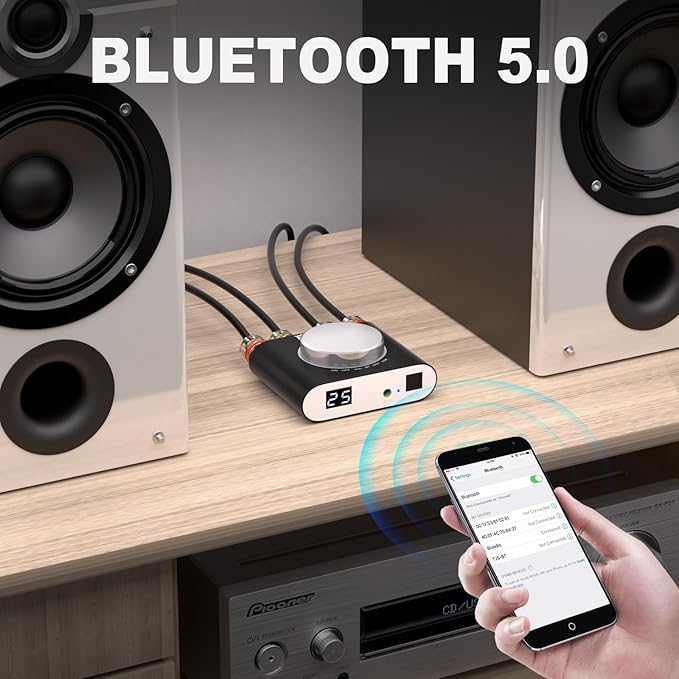 Facmogu M6 200W Mini Bluetooth 5.0 Audio Power Amplifier, 100Wx2 Dual Channel HiFi Stereo Mini Speaker AMP w/Optical/AUX/BT Input, Home Audio Wireless Amplifier Receiver with 24V Power Supply - Black