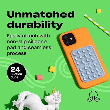 Classic - Silicone Suction Phone Case Adhesive Mount - Hands-Free, Strong Grip Holder for Selfies & Videos - iPhone & Android Compatible - 2.25″ x 3.25″, Baby Blue