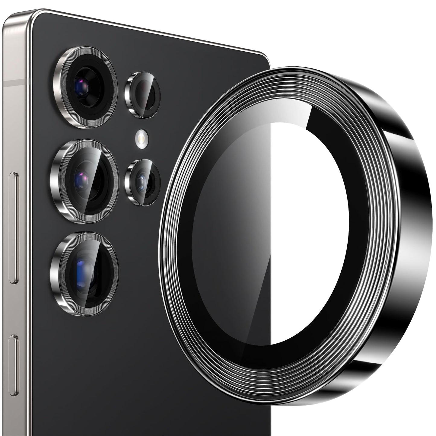YWXTW [2025 Original Like for Samsung Galaxy S25 Ultra Camera Lens Protector, [Ultra-Thin & 6X Stronger] S25 Ultra Camera Lens Cover, 9H Tempered Glass Upgraded Metal Edging(Titanium Black)