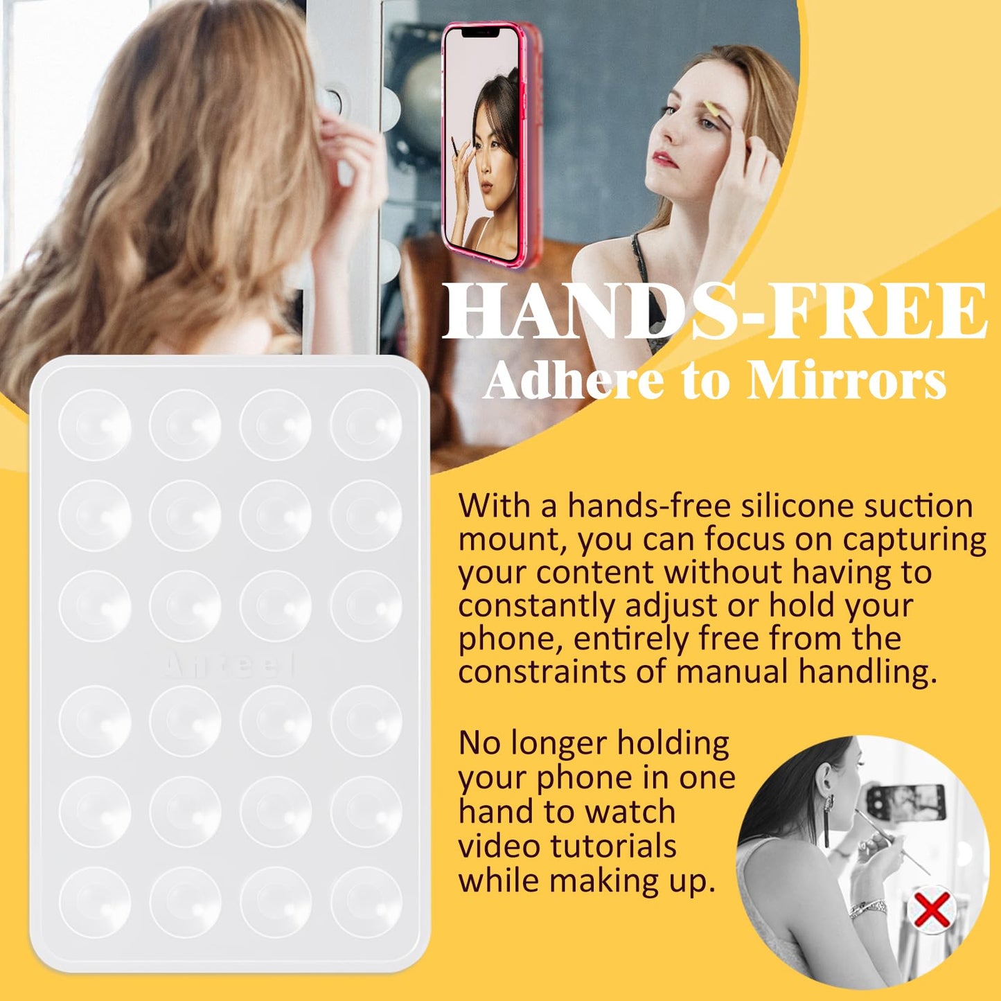 PKYAA Silicone Suction Phone Case Adhesive Mount, Upgraded Super Strong Grip, Durable, Easy to Use, Hands-Free Sticky Phone Holder for Selfies, Tiktok Videos, 2.56"x3.94" (TP&TP)