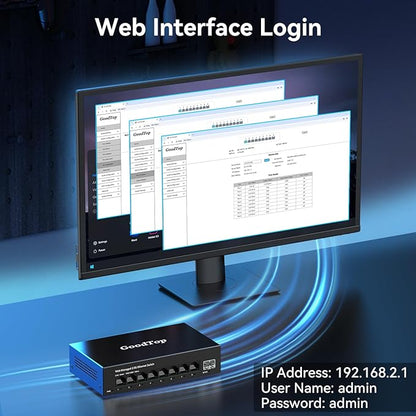 8 Port 2.5G Managed Ethernet Switch with 10G SFP, 8 x 2.5G Base-T Ports, Support LACP/VLAN/QOS/DHCP Client, Metal Web Managed Fanless Network Switch
