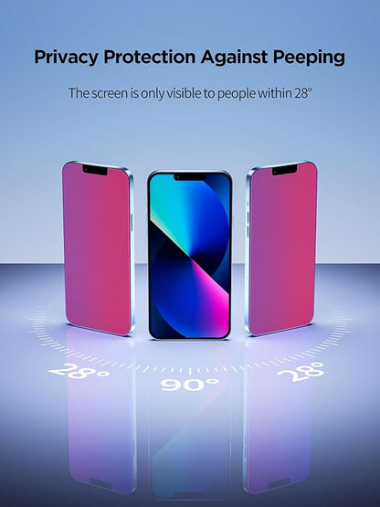 Compatible for iPhone 12 Pro Max Privacy Screen Protector Tempered Glass 6.7 Inch, Pink Gradient Anti Spy Anti Blue Light HD Easy Installation