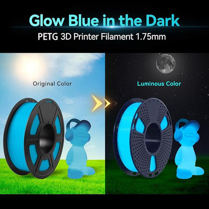 SUNLU PETG Glow in The Dark Filament Bundle,Luminous PETG 3D Printer Filament 1.75mm,Dimensional Accuracy +/- 0.02mm,4kg in Total,1kg per Spool,(White, Glow Blue/White, Glow Green/Glow Blue/Glow Red).
