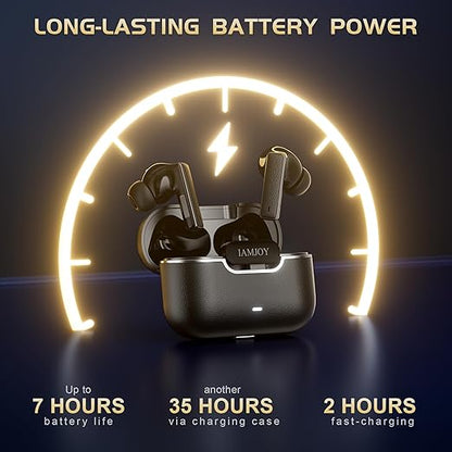 IAMJOY Gaming Earbuds, 20ms Low Latency, Active Noise Cancelling with 6 Mic, 2.4GHz & Bluetooth, 35 Play Time, Wireless Earbuds Compatible with Meta Quest 3/2, PS5/4, Steam Deck, VR, Switch, PC