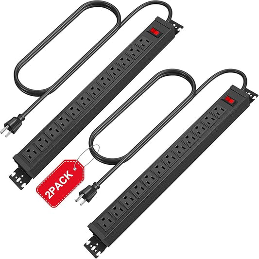 HHSOET Rotating 12 Outlet Surge Protector Power Strip,1200J, 10FT Black,2