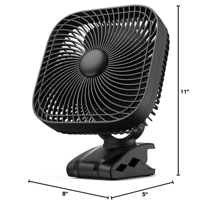 SLENPET 20000mAh Rechargeable Portable Clip-on Fan – Battery Operated, Last 78 Hrs, 4 Speeds with Light & Hook, 8 Inch Personal for Camping, Outdoor, Golf Cart, Stroller & Desk Use