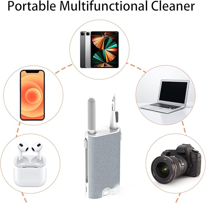 5-in-1 Electronic Cleaner kit- Portable Cleaning kit for Airpods/Earbuds/Phone/Camera/Watch/Laptop,with Cleaning Pen and Spray Bottle,Multifunctional Cleaning Tool