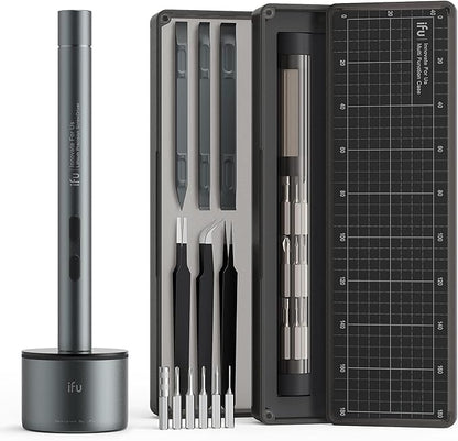 iFu Mini Electric Screwdriver, 42-in-1 Precision Screwdriver Set, Cordless, Magnetic Storage, 5/32''Hex, For Electronics Phone Camera Laptop Watch - Grey