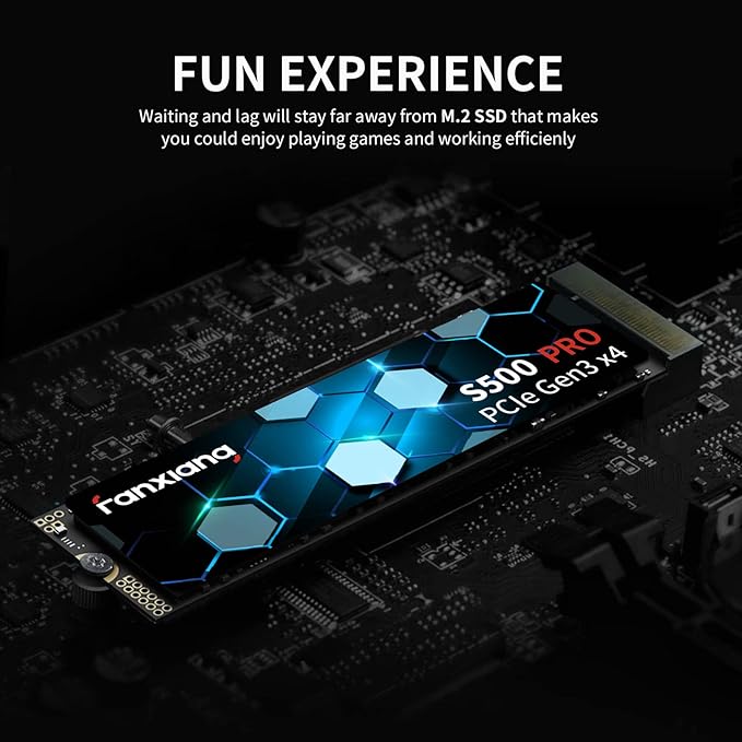 fanxiang S500 Pro 512GB NVMe SSD M.2 PCIe Gen3x4 2280 Internal Solid State Drive, SLC Cache 3D NAND TLC, Up to 3200MB/s, Compatible with Laptop and PC Desktops(Black)