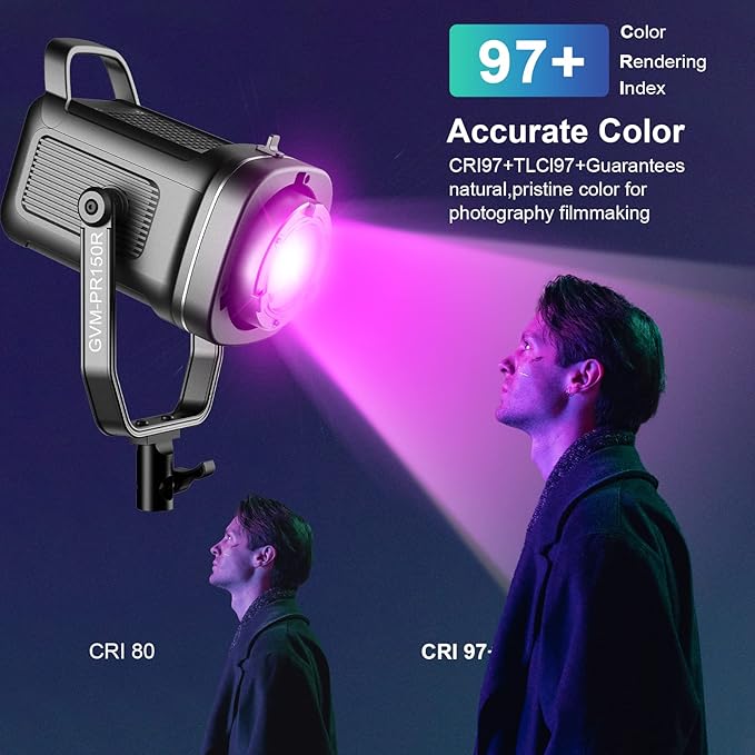 GVM 150W LED Video Light 2700K~7500K RGB Video Light Photography Studio Light Kit with Lantern Softbox & Stand, CRI97+TLCI97 with 8 Lighting Effects+Custom Effects for Outdoor Shoot YouTube Videos