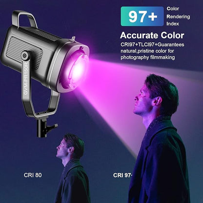 GVM 150W LED Video Light 2700K~7500K RGB Video Light Photography Studio Light Kit with Lantern Softbox & Stand, CRI97+TLCI97 with 8 Lighting Effects+Custom Effects for Outdoor Shoot YouTube Videos